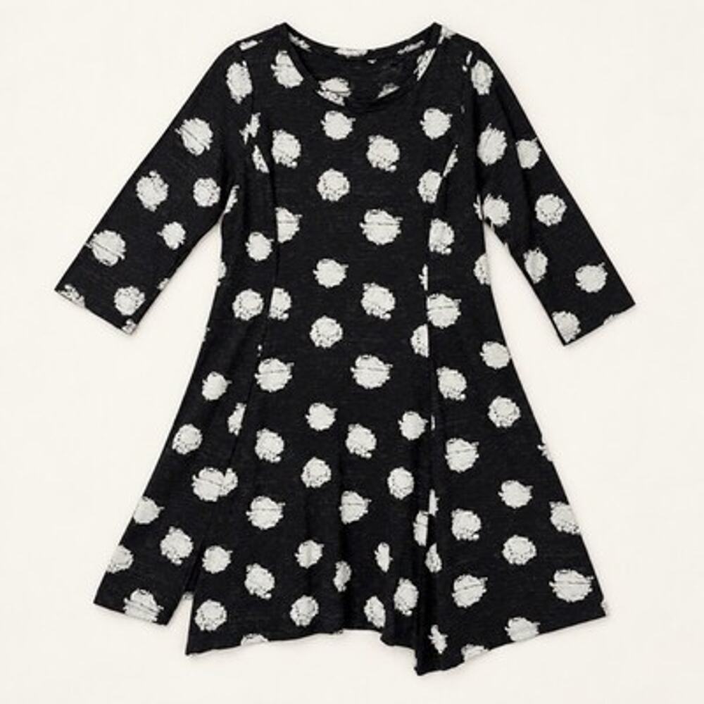 LIV by Habitat Tunic Dress Size Medium Black Artsy Circles 3/4 Sleeve A-line